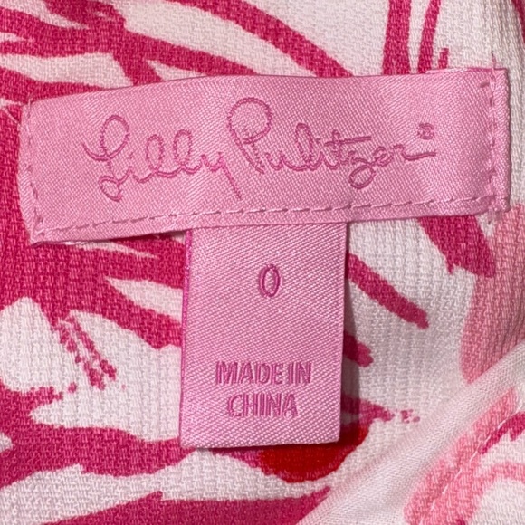 Lilly Pulitzer Alexa Shift Dress Flamingo Pink Green White Lace Size 0 - Picture 10 of 14